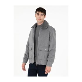 Pierre Cardin 50293328-VR024 Gri Yün Karışımlı Regular Fit Kaşe Erkek Mont