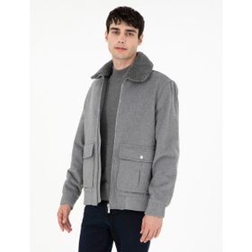 Pierre Cardin 50293328-VR024 Gri Yün Karışımlı Regular Fit Kaşe Erkek Mont