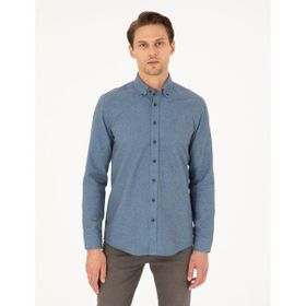 Pierre Cardin 50293756-VR036 Mavi Slim Fit Uzun Kollu Erkek Gömlek