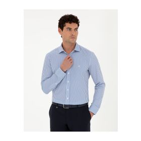 Pierre Cardin 50294140-VR036 Mavi Desenli Erkek Gömlek