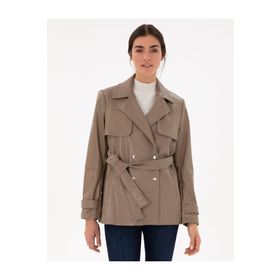 Pierre Cardin 50297363-VR052 Vizon Regular Fit Deri Kadın Mont