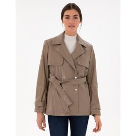 Pierre Cardin 50297363-VR052 Vizon Regular Fit Deri Kadın Mont