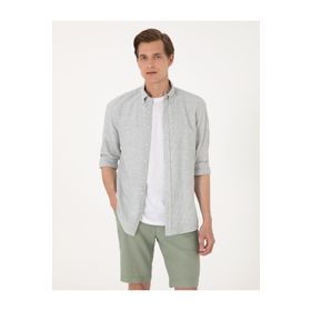 Pierre Cardin 50307101-VR054 Yeşil Slim Fit Uzun Kollu Erkek Gömlek