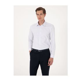 Pierre Cardin 50307263-VR036 Mavi Kareli Slim Fit Uzun Kollu Erkek Gömlek
