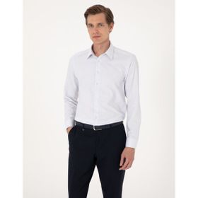 Pierre Cardin 50307263-VR036 Mavi Kareli Slim Fit Uzun Kollu Erkek Gömlek