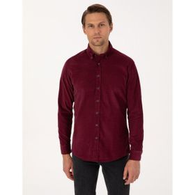 Pierre Cardin 50310139-VR177 Bordo Regular Fit Uzun Kollu Erkek Gömlek