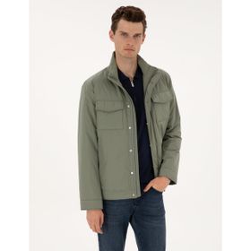 Pierre Cardin 50310174-VR255 - Ada Çayı Yeşil Dik Yaka Erkek Mont