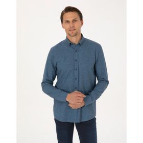 Pierre Cardin 50311562-VR036 Mavi Slim Fit Uzun Kollu Erkek Gömlek