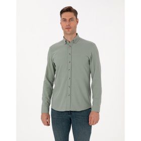 Pierre Cardin 50311562-VR255 Açık Yeşil Slim Fit Uzun Kollu Erkek Gömlek