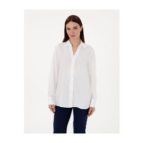 Pierre Cardin 50311566-VR013 Beyaz Comfort Fit Uzun Kollu Kadın Gömlek
