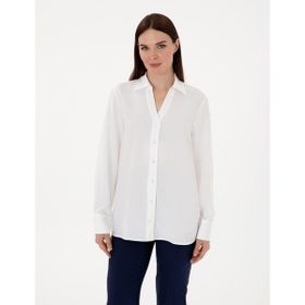 Pierre Cardin 50311566-VR013 Beyaz Comfort Fit Uzun Kollu Kadın Gömlek