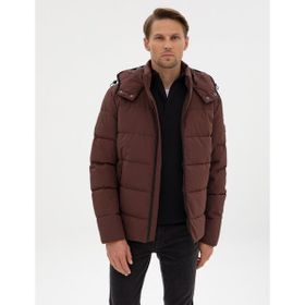 Pierre Cardin 50313933-VR029 Kahverengi Kapüşonlu Şişme Erkek Mont