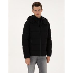 Pierre Cardin 50313933-VR046 Siyah Kapüşonlu Şişme Erkek Mont