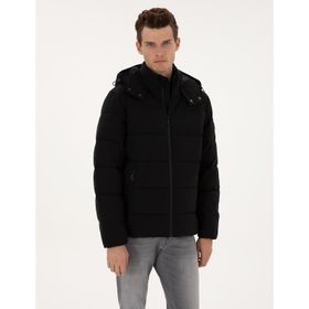 Pierre Cardin 50313933-VR046 Siyah Kapüşonlu Şişme Erkek Mont