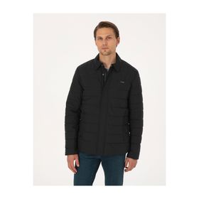 Pierre Cardin 50313938-VR046 Siyah Gömlek Yaka Erkek Mont