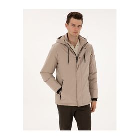 Pierre Cardin 50313983-VR011 Bej Kapüşonlu Erkek Mont