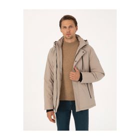 Pierre Cardin 50313983-VR011 Bej Kapüşonlu Erkek Mont