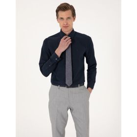 Pierre Cardin 50316734-VR033 Lacivert Slim Fit Uzun Kollu Basic Erkek Gömlek