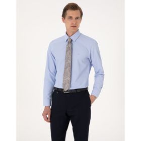 Pierre Cardin 50316734-VR036 Mavi Slim Fit Uzun Kollu Basic Erkek Gömlek
