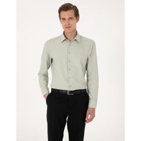 Pierre Cardin 50316734-VR054 Yeşil Slim Fit Uzun Kollu Basic Erkek Gömlek