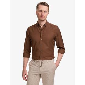 Pierre Cardin 50325365-VR084 Koyu Kahverengi Erkek Gömlek