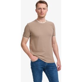 Pierre Cardin 50327865-VR241 Vizon Kahverengi Slim Fit Erkek Tişört