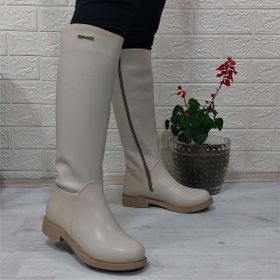 Pierre Cardin 52500 Krem Fermuarlı 43 cm İçi Kürklü Bayan Çizme