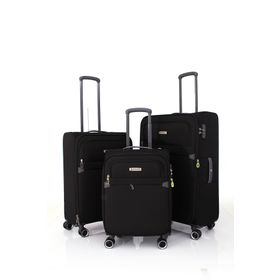 Pierre Cardin 6000 3'lü Set Siyah Ultra Light Hafif Lüx Kumaş Tekerlekli Valiz