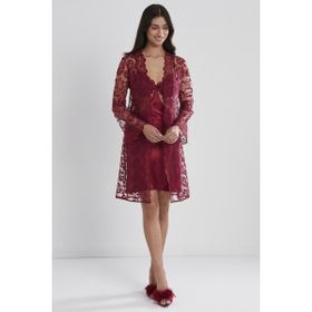 Pierre Cardin 6225 Bordo 6'lı Kaplı Midi Gecelik Sabahlık Set