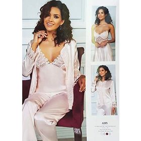 Pierre Cardin 6285 6'lı Saten Gecelik Sabahlık Çeyiz Seti