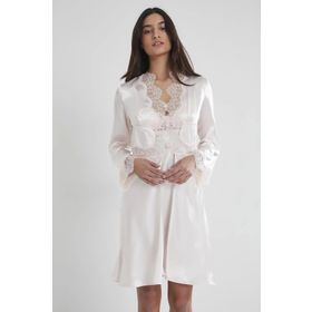Pierre Cardin 6335 6'lı Saten İnci Gecelik Sabahlık Takım