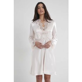 Pierre Cardin 6335 6'lı Siyah Saten Gecelik Sabahlık Takım