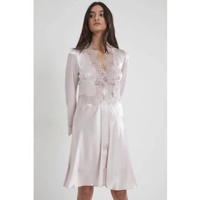 Pierre Cardin 6335 6'lı Siyah Saten Gecelik Sabahlık Takım