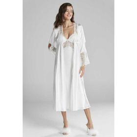 Pierre Cardin 6620 Ekru 6'lı Saten Gecelik Sabahlık Takım