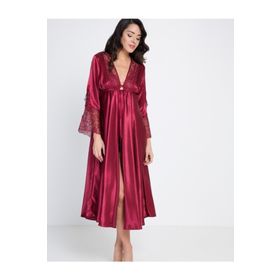 Pierre Cardin 6620 Ekru 6'lı Saten Gecelik Sabahlık Takım