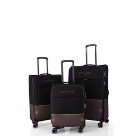 Pierre Cardin 8200 3'lü Set Siyah Ultra Light Lüx Kumaş Tekerlekli Valiz