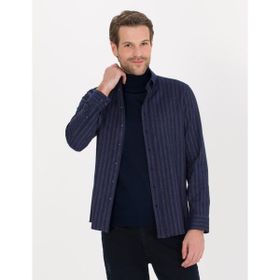 Pierre Cardin Erkek 50262464-VR033 Lacivert Desenli Erkek Gömlek
