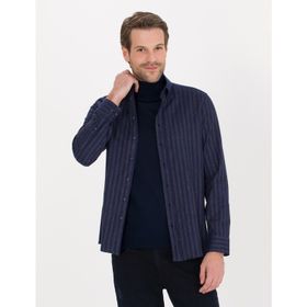 Pierre Cardin Erkek 50262464-VR033 Lacivert Desenli Erkek Gömlek