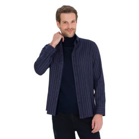 Pierre Cardin Erkek 50262464-VR033 Lacivert Desenli Erkek Gömlek