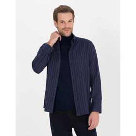 Pierre Cardin Erkek 50262464-VR033 Lacivert Desenli Erkek Gömlek