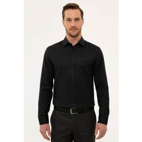 Pierre Cardin G021GL004.000.1112795 Siyah Slim Fit Armürlü Erkek Gömlek