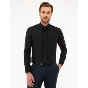 Pierre Cardin G021GL004.000.1112795 Siyah Slim Fit Armürlü Erkek Gömlek