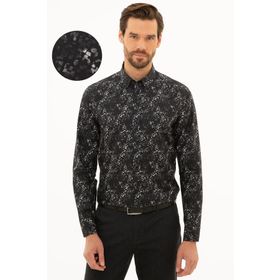 Pierre Cardin G021GL004.000.1112795 Siyah Slim Fit Armürlü Erkek Gömlek