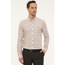 Pierre Cardin G021GL004.000.1112916 Kahverengi Slim Fit Uzun Kollu Erkek Gömlek