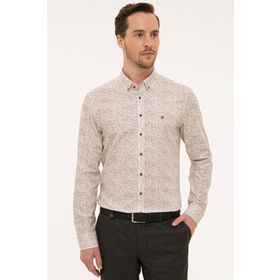 Pierre Cardin G021GL004.000.1112916 Kahverengi Slim Fit Uzun Kollu Erkek Gömlek