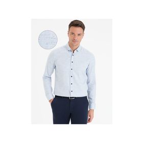 Pierre Cardin G021SZ004.000.1112075 Mavi Slim Fit Uzun Kollu Erkek Gömlek