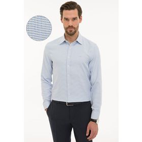 Pierre Cardin G021SZ004.000.1112075 Mavi Slim Fit Uzun Kollu Erkek Gömlek