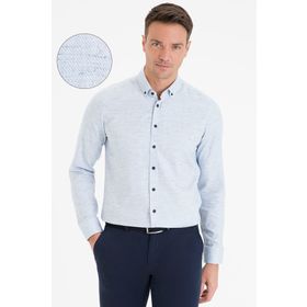 Pierre Cardin G021SZ004.000.1112075 Mavi Slim Fit Uzun Kollu Erkek Gömlek