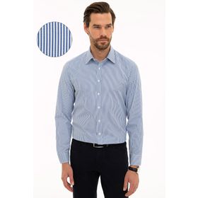Pierre Cardin G021SZ004.000.1112075 Mavi Slim Fit Uzun Kollu Erkek Gömlek