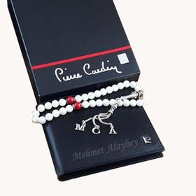 Pierre Cardin İsme Özel Deri Erkek Cüzdan + Harfli Sedef Tesbih Seti